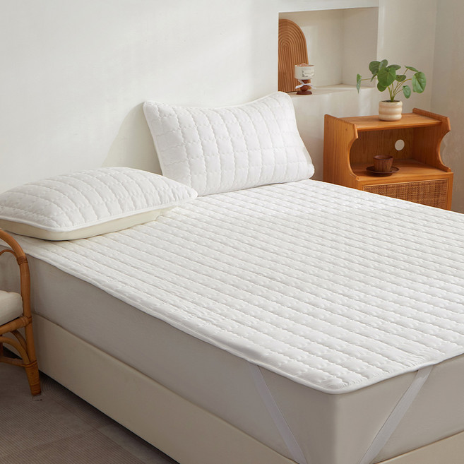 베오라 순면 누빔 큐브 침대방수패드 모서리고정밴드, 화이트