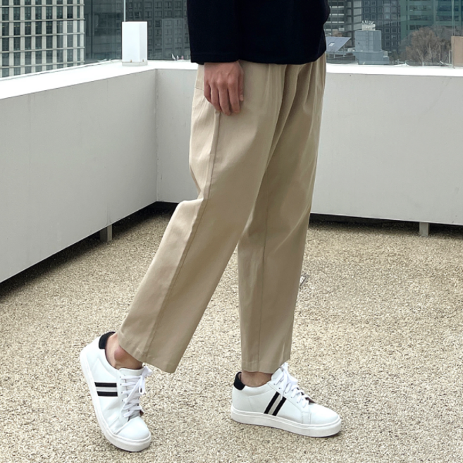 더맨쉽 더맨쉽 허리밴딩 코튼 스판 와이드 9부 팬츠