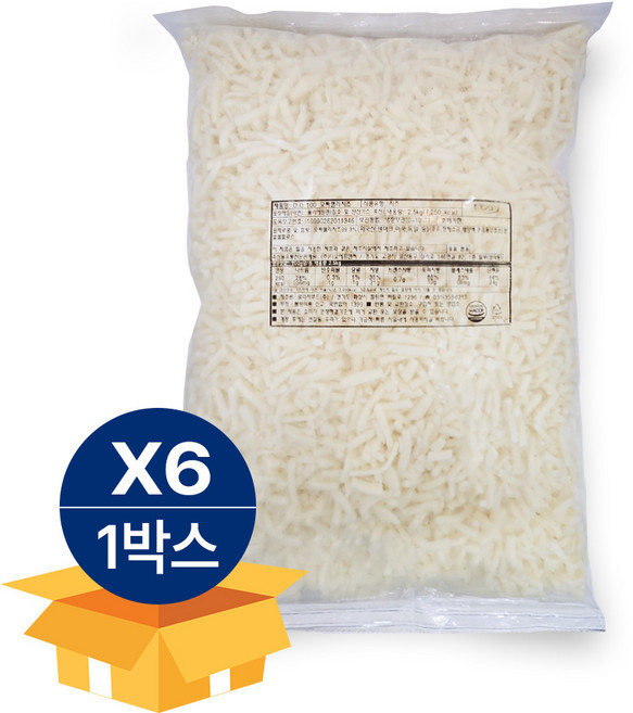 디오100 모짜렐라 피자치즈 자연100% 2.5kg 냉장 X 6봉 냉장, 6개