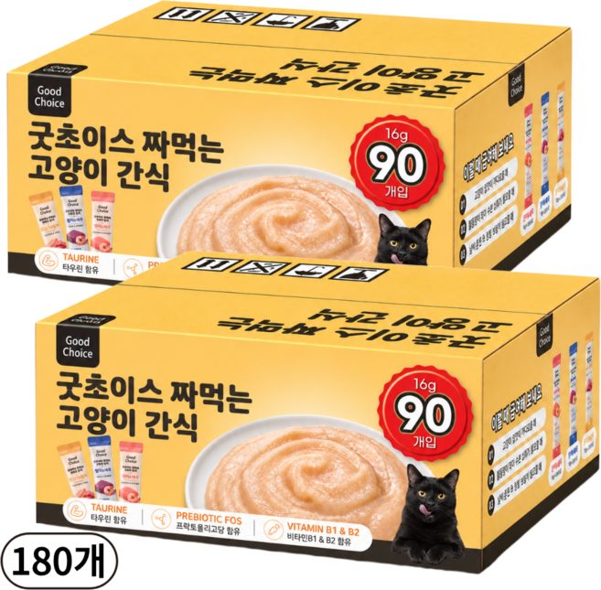 굿초이스 3가지맛 짜먹는 고양이 간식 대용량 90p, 2개, 1.44kg, 혼합맛(연어&새우/참치&새우/닭고기&참치)