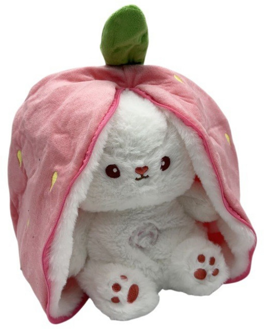 會呼吸的草莓兔 兔子玩偶 兒童哄睡安撫公仔, 草莓兔小32CM【睜眼】,30cm, 1個