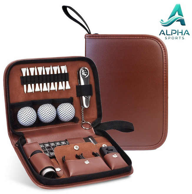 알파 다용도 가죽 골프용품 수납 파우치가방, 1개, 우드