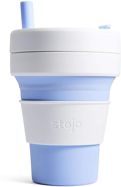 스토조 실리콘 빨대 텀블러 473ml, 스카이, 1개