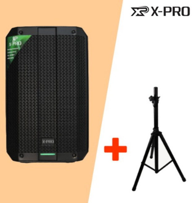 8인치 350W 배터리 내장 파워드 포터블 블루투스 스피커 X-PRO XB-3000 스피커 스탠드