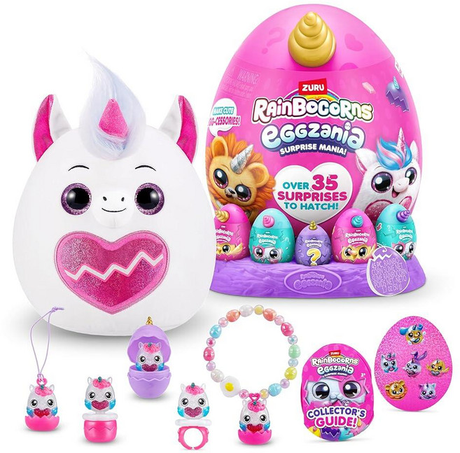 정품++ Rainbocorns 레인보콘 주루 ZURU Eggzania Surprise Mania 시리즈 1 (유니콘) 수집용 봉제 동물 인형 서프라이즈 달걀 미니 계란 5