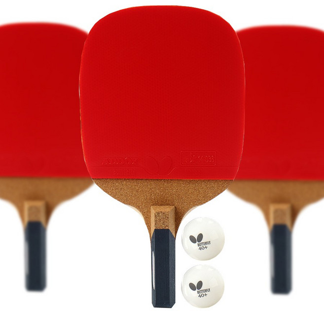 버터플라이 탁구라켓 센코 2000 팬홀더 탁구공2개포함 실속형 단면라켓 초 중급용