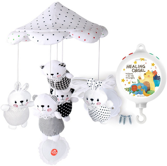 꿈나라 모빌, 흑백모빌+힐링v2 자동오르골 세트, 1개