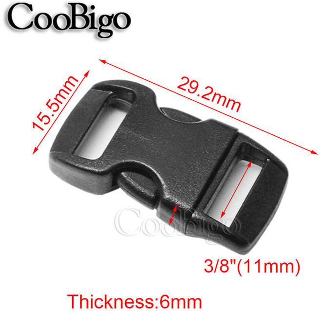 버클 15mm 파라코드 목걸이 플라스틱 버클 릴리스 팔찌 25mm 스트랩 웨빙 20mm 10 배낭 10mm 곡선 개 550 사이드, 1개, 10mm Webbing