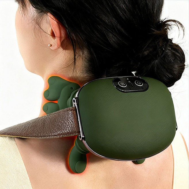 Garrl 넥엔숄더 안마기 무선 목어깨 안마기 어깨마사지기 주무름 온열 3단계 강도조절, 초록색