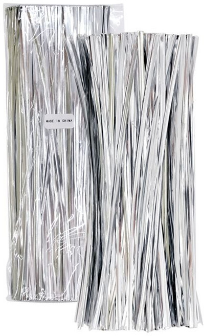 KP 다용도 빵끈 (실버 20cm) 약500개 포장 칼라철심끈 1EA