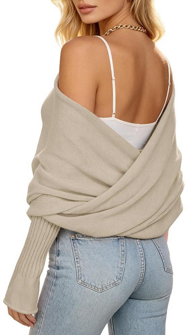 AlisOker Sweater Shawl Wraps for Women Criss Cross Knit Soft Warm Bridal Shrug Bolero Crop Scarf w