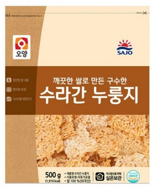 사조오양 수라간누룽지500g, 500g, 3개, 3개
