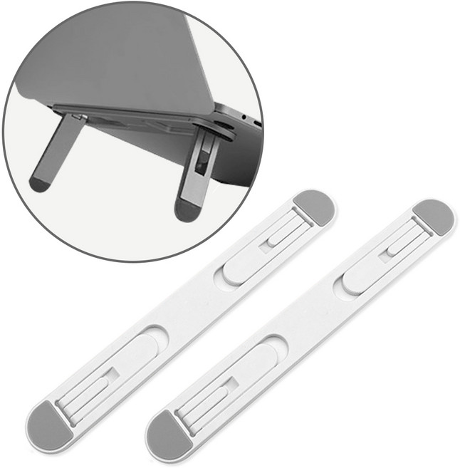 스냅케이스 부착형 노트북 거치대 킥스탠드 초경량 2단 높이조절, 2개입, 화이트 (M22)