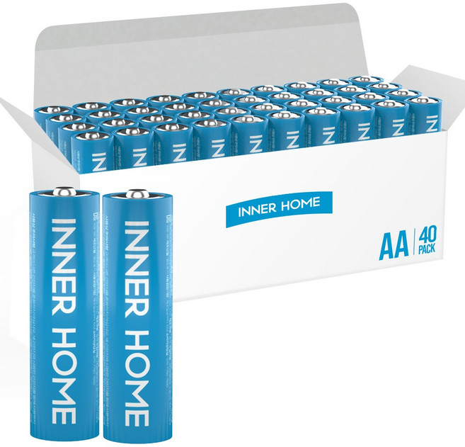 이너홈 고성능 알카라인 AA 건전지, 1개, 40개입