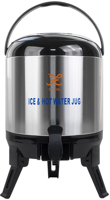 키친왕 보온보냉 물통 워터저그, 블랙+실버, 6L, 1개