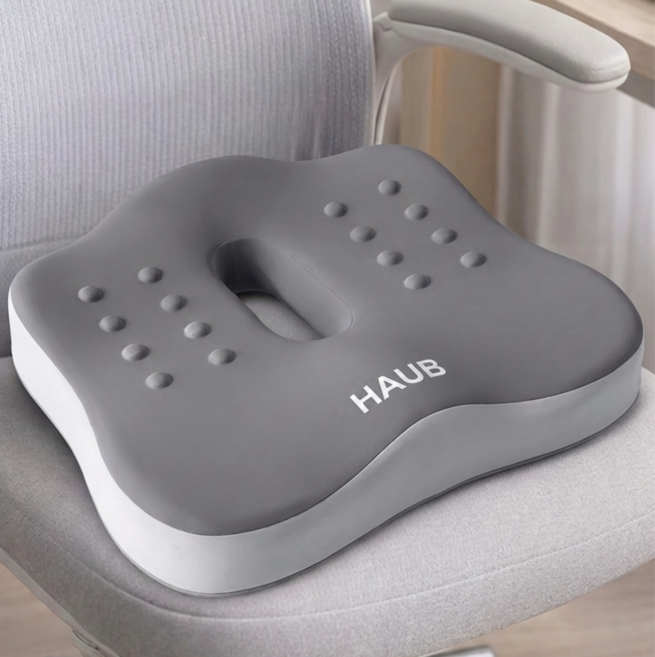 하우브 치질방석 장시간 앉는 사무용 자세교정 꼬리뼈 보호 미세 마사지 돌기 고밀도 메모리폼, 다크그레이