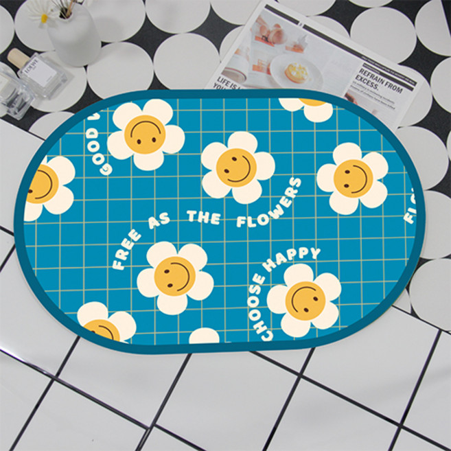 비기팬시 칼라풀데이지 빨아쓰는 규조토 발매트, Many smiles