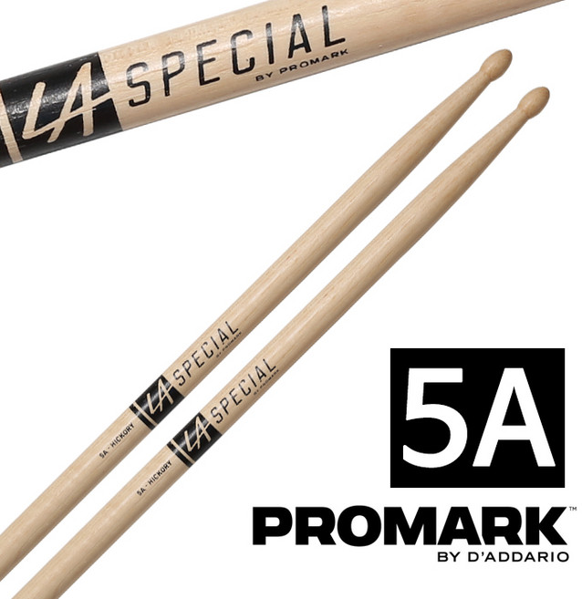프로마크 미국산 드럼스틱 LA스페셜 5A 우드팁 LA5AW (1쌍), 내추럴, 1개