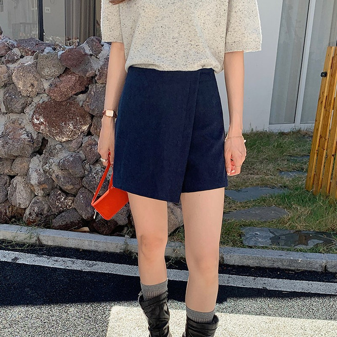 여성 봄 하이웨이스트 랩 치마 바지 부드러운 촉감 h라인 보이는 노출 방지 스커트 팬츠