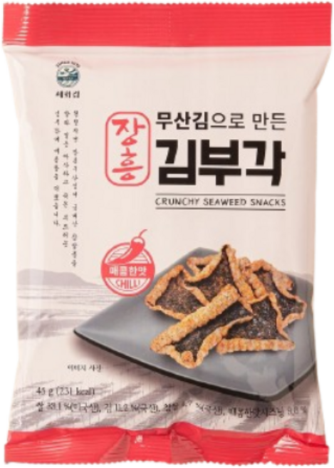 세화김 장흥 무산김으로 만든 김부각 매콤한맛, 2개, 45g