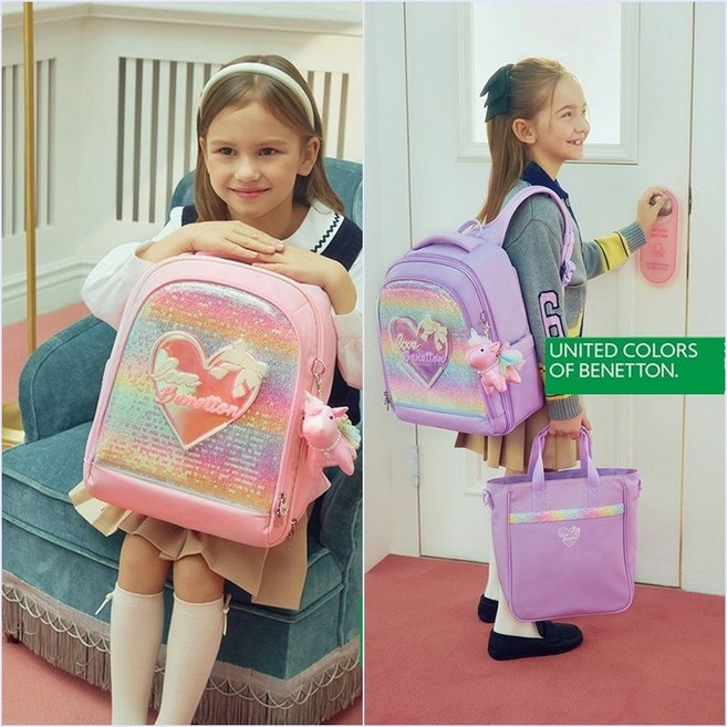 베네통 키즈 26SS 리본 하트 몰드 책가방세트 QCBG01611 QCBG11611 172110