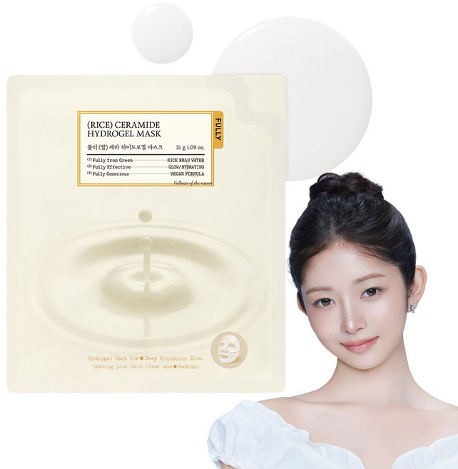 FULLY 쌀세라 하이드로겔 마스크팩 124g, 1개, 4개입