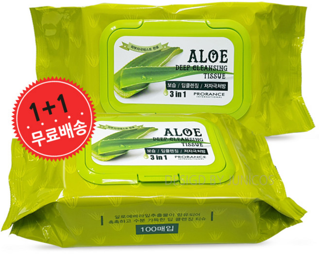 1+1 프로랑스 알로에 딥클렌징 티슈 100매, 2개
