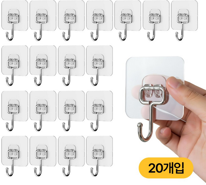 마이티훅 3세대 초강력 무타공 접착식 후크 걸이, 투명, 1세트