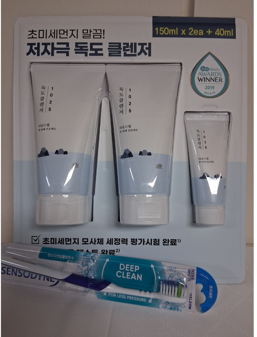 코스트코 라운드랩 1025 독도 클렌저 150ml * 2+40ml (+센소다인 딥클린 칫솔 1개) / 초미세먼지 말끔 저자극 약산성 클렌징, 2개