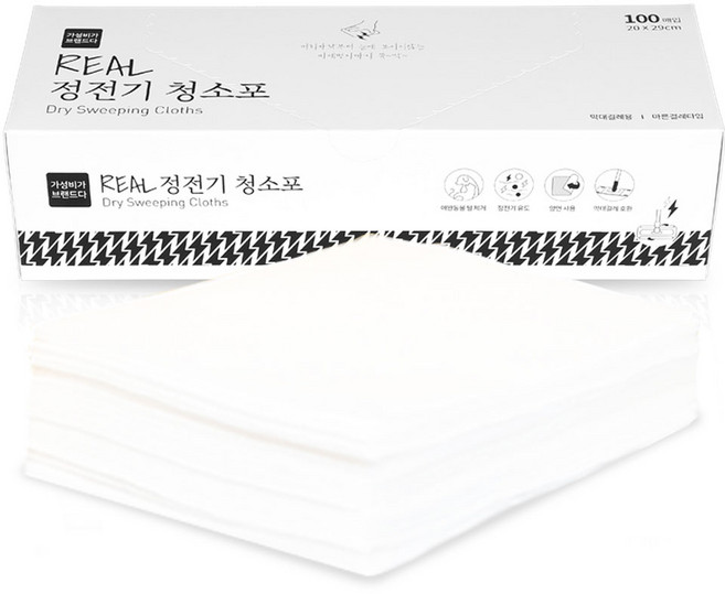 가성비가브랜드다 REAL 정전기 청소포 100매 / 바닥청소 먼지제거, 3세트