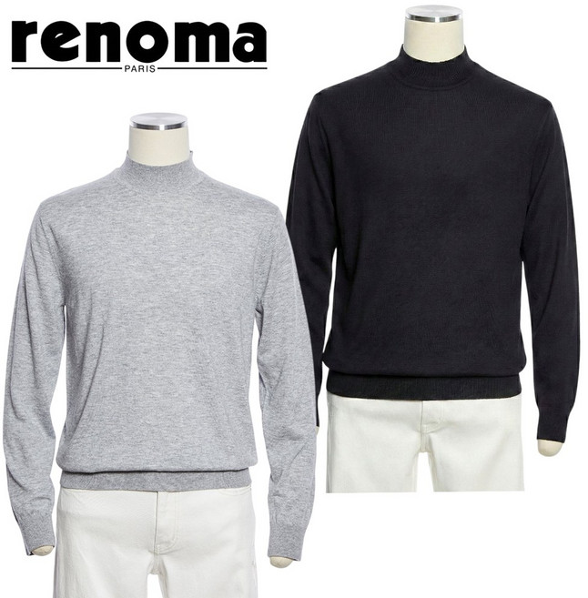 [백화점발송] 레노마 남성 긴팔 세미 모크넥 울 혼용 슬림핏 간절기이너 데일리 출퇴근 비즈니스 모임 회의 고급선물용 부드럽고 편한 상의