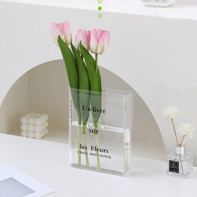 런스트림 북유럽 감성의 미니멀 화병 북꽃병, 투명