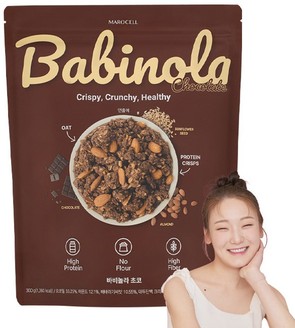 마로셀 저당 고단백 고식이섬유 무가당 그래놀라 시리얼 다이어트 아침 식사대용 히밥메이드 바비놀라 초코, 1개, 300g