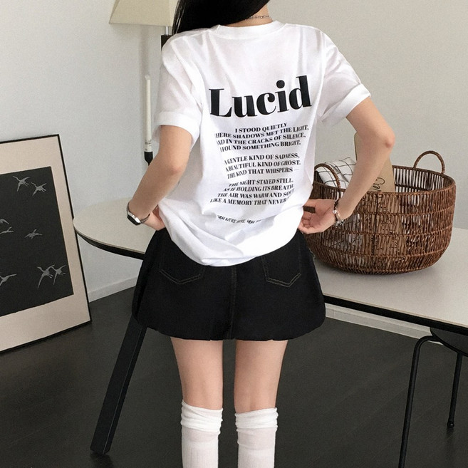 티데일리 남녀공용 루시드 프린팅 오버핏 17수 빅사이즈 라운드 반팔 티셔츠