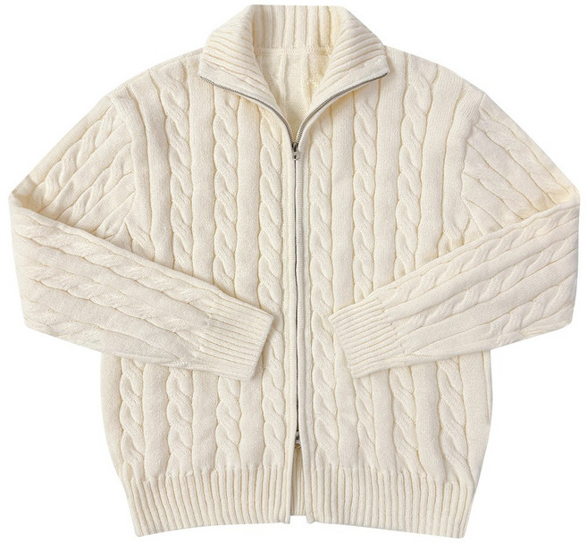 탑보이 남녀공용 울 꽈배기 투웨이 집업 니트 가디건 (WI006)