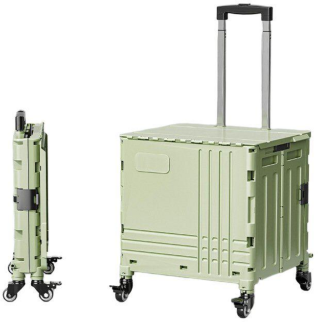 JS 아웃도어 캐리어 핸드카트 접이식 쇼핑카트, 그린, 1개