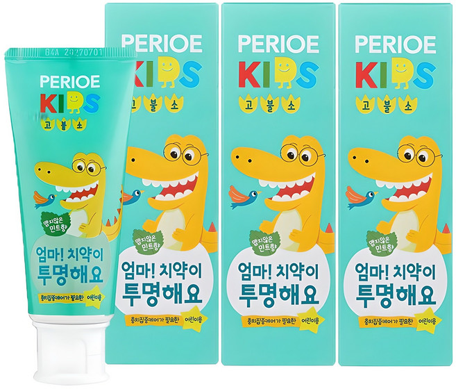 페리오 키즈 엄마 치약이 투명해요 1450 치약, 80g, 3개