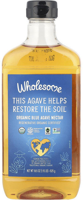 홀섬 스위트너스 유기농 로우 블루 아가베 넥타 525g Wholesome Sweeteners Organic Raw Blue Agave Nectar 18.5 oz (525 g, 1개