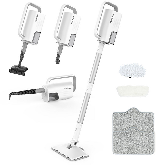 2025년형 Teendow 고온 스팀청소기 다용도 1300w 고압 스팀물걸레청소기+리필걸레세트+다양한 구성품, 화이트