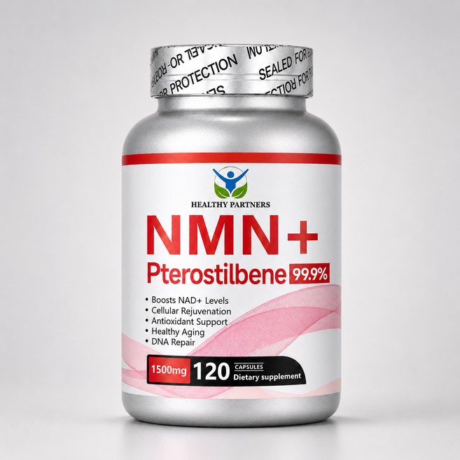 HEALTHY PARTNERS NMN 고함량 순도 1000mg 프테로스틸벤 고함량 순도 99.9% 니코틴아미드 무관세, 120정, 2개
