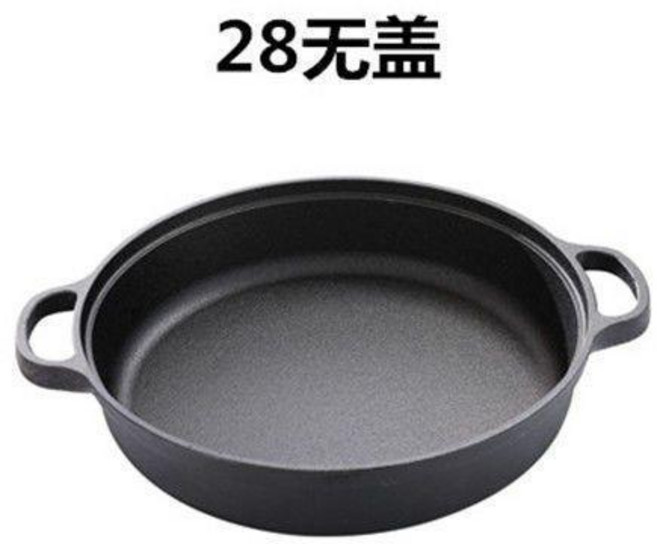鑄鐵平底鍋 28cm雙耳煎鍋, 1個, 28cm雙耳平底鍋,單鍋款送鍋鏟