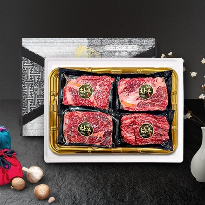 [예가소들마을] 1++ 한우 채반세트 1kg (등심250g x 2팩+채끝300g+안심200g), 1세트