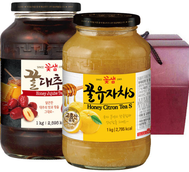 꽃샘 액상차 선물세트 C 유자차 1kg+대추차 1kg, 1개