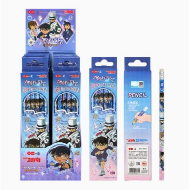柯南 HB 六角桿鉛筆 小學生專用 寫字考試繪圖鉛筆 YZ6871 YZ6872, 1個, YZ6871HB六角桿鉛筆（12支盒裝)