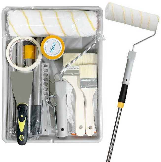 비오누랩 9인치 롤러 4단 장대 트레이 페인트 롤러 세트, 1세트