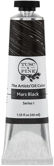 Tusc & Pine 아티스트 오일 페인트 - 티타늄 화이트 (아마씨) 40ml 황변 없음 풍부하고 크리미 한 일관성 최대 안료 부하 소량 가공 페인트 전문 아티스트, 1개(1개입), 마스 블랙