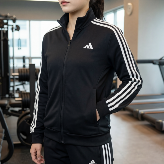아디다스 3ST 여성 루즈핏 더블 니트 웜업 자켓 트랙탑 저지 오버핏 트레이닝 체육복 재킷