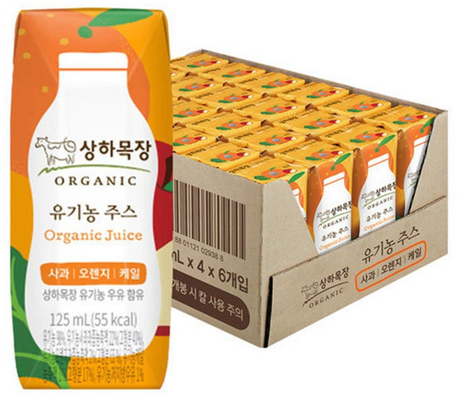 상하목장 주스 사과오렌지케일, 125ml, 24개