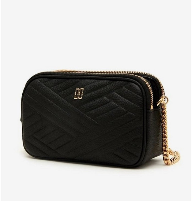 닥스 블랙 칼라일 엠보 가죽 골드DD 더블지퍼 크로스백 DCWA1E217BK