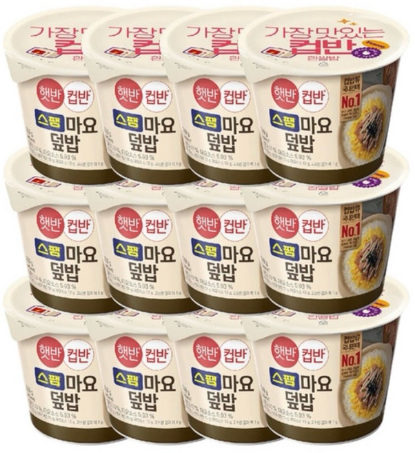 CJ햇반 컵반 스팸마요 덮밥 219g x 12입, 2.628kg, 1개